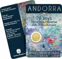 Andorre 2 EUROS COMMÉMO. Andorre 2018 - 70 ans de la Déclaration des Droits de l\'Homme