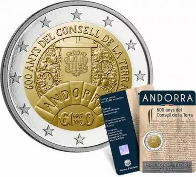 Andorre 2 EUROS COMM�MO. Andorre 2019 - 600 ans du Conseil de la Terre