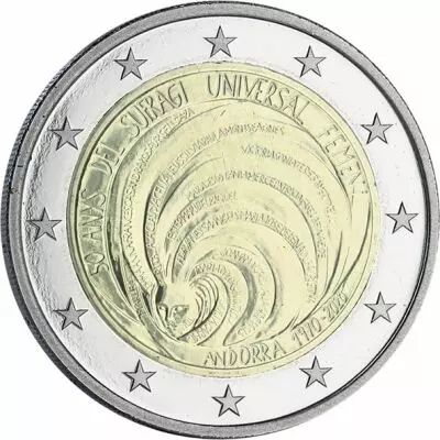 Andorre 2 EUROS COMM�MO. Andorre 2020 - 50 ans du droit de vote des femmes en Andorre
