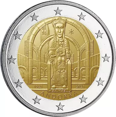 Andorre 2 EUROS COMM�MO. Andorre 2021 - 100 ans du couronnement de Notre Dame de Meritxell