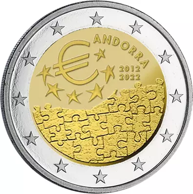 Andorre 2 EUROS COMM�MO. Andorre 2022 - 10 ans de l\'accord entre Andorre et l\'UE