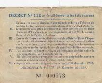 Andorre 2 Pessetes - Premier type - Bleu - 1936 - 000773