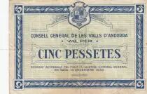 Andorre 5 Pessetes - Premier type - Bleu - 1936 - 03388
