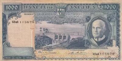 Angola 1000 Escudos - A. Tomas - barrage - 10-06-1970 - S�rie 63aA