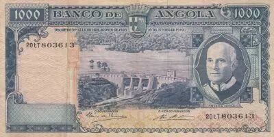 Angola 1000 Escudos - A. Tomas - dam - 10-06-1970 - Serial 20tT