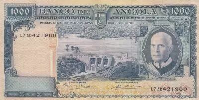 Angola 1000 Escudos - A. Tomas - dam - 10-06-1970 - Serial L7Ab