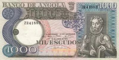 Angola 1000 Escudos - L. de Camoes - Cascade - 10-06-1973 - S�rie ZR