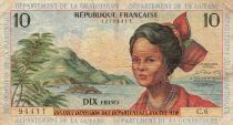 Antillas Francesas 10 Francs - Girl, sugar cane - ND (1964) - P.8b