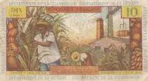 Antillas Francesas 10 Francs Girl, sugar cane - 1964 - Serial O.6 - F to VF - P.8b
