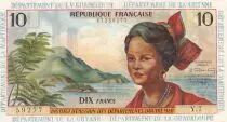 Antillas Francesas 10 Francs Girl, sugar cane - 1964 - Serial Y.7 - UNC - P.8