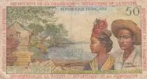 Antillas Francesas 50 Francs Banana harvest - 1964 - Serial C.1 - F to VF - P.9 b