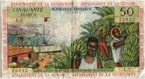 Antillas Francesas 50 Francs Banana harvest - 1964 - Serial L.2 - VF - P.9 b