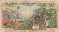 Antillas Francesas 50 Francs Banana harvest - 1964 - Serial M.1 - F to VF - P.9 a - 1st signature