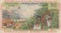 Antillas Francesas 50 Francs Banana harvest - 1964 - Serial W.2 - F to VF - P.9 b