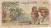 Antillas Francesas 50 Francs Banana harvest - 1964 - Serial W.2 - F to VF - P.9 b