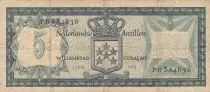 Antillas Holandesas 5 Gulden - Cura&ccedil;ao - Monument Steunend op eigen Kracht - 1972 - Serial PB