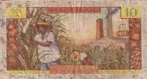 Antille francesi 10 Francs - Girl, sugar cane - ND (1964) - Serial H.7 - P.8b