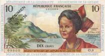 Antille francesi 10 Francs - Girl, sugar cane - Specimen - 1964 - P.UNC - P.8s