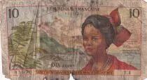 Antille francesi 10 Francs Girl, sugar cane - 1964 - Serial T.4