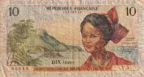 Antille francesi 10 Francs Girl, sugar cane - 1964 - Serial V.5 - F - P.8b