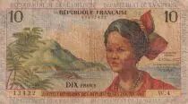 Antille francesi 10 Francs Girl, sugar cane - 1964 - Serial W.4 - F - P.8b
