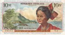 Antille francesi 10 NF - 1962 - Serial V.2 - UNC - P.5a
