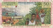 Antille francesi 50 Francs Banana harvest - 1964 - Serial M.2 - F to VF - P.9 b