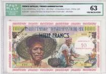 Antilles Fran&ccedil;aises 10 NF surcharg&eacute;s sur 1000 Francs - P&ecirc;cheur - Sp&eacute;cimen - S&eacute;rie O.00 - ND (1961) - ICG63