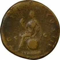 Antoninous Pious - Sestertius, Seated Italy - 143 / 144 Rome