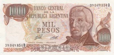 Argentina 1,000 Pesos - General San Mart�n - Undated (1976?1983) - Series D