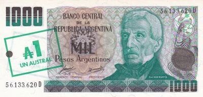 Argentina 1 Austral - J. San Martin - Painting ?El paso de los Andes? - 1985 - Series D