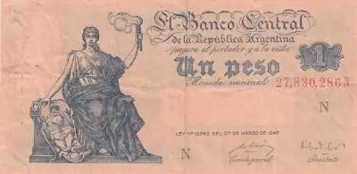 Argentina 1 Peso - Republic of Argentina - 27-03-1947 - Serial N