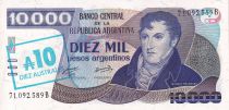 Argentina 10 Australes -Manuel Belgrano - Argentina flag - 1985 - Letter B - UNC - P.322a