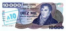 Argentina 10 Australes on 10000 Pésos, Général San Martin - 1985