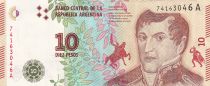 Argentina 10 Pesos - J. San Martin - Bolivar, Mendoza, Artigas - 2015 - Serial A - P.360