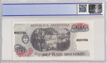 Argentina 10 Pesos Argentinos , G San Martin  - 1983 - Spécimen - PCGS 66 OPQ