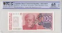 Argentina 100 Australes , D F Sarmiento  - 1985 - Sp�cimen - PCGS 65 OPQ