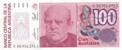 Argentina 100 Australes D. F. Sarmiento - Liberty - 1990 - Serial R Remplacement