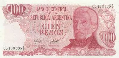 Argentina 100 Peso, J. San Martin - Costline at Ushuaia J. San Martin - Costline at Ushuaia - 1978