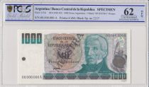Argentina 1000 Pesos Argentinos , G San Martin  - 1983 - Spécimen - PCGS 62 OPQ