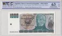 Argentina 1000 Pesos Argentinos , G San Martin  - 1983 - Sp�cimen - PCGS 63 OPQ