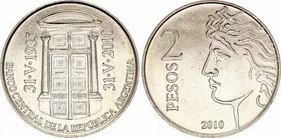 Argentina 2 Pesos - 75th Anniversary of the Central Bank - 2010