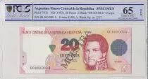 Argentina 20 Pesos Jean Manuel de Rosas - 1992 - Spécimen - PCGS 66 OPQ