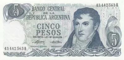 Argentina 5 Pesos - G�n�ral Belgrano - 1974 - Serial B