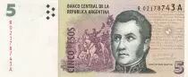 Argentina 5 Pesos - J. San Martin - Monument - ND (1996-2003) - Serial R replacement - P.347r