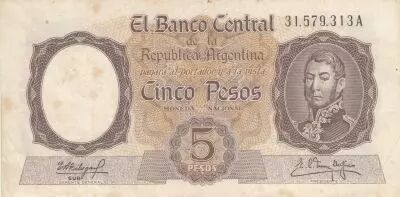 Argentina 5 Pesos - Jos� De San Martin - ND (1960-1962) - Serial A