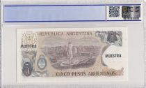 Argentina 5 Pesos Argentinos , G San Martin  - 1983 - Spécimen - PCGS 64 OPQ