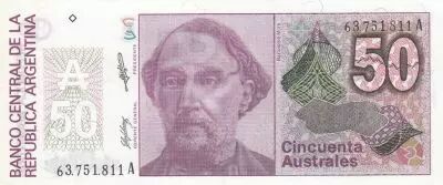 Argentina 50 Australes - Bartolom� Mitre - Liberty - Serial A