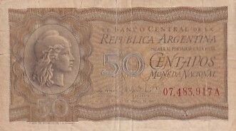 Argentina 50 Centavos - Liberty - National Constitution - 1947 - Series A
