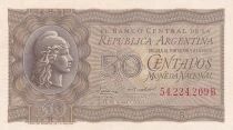 Argentina 50 Centavos - Liberty - National Constitution - ND (1951-1956) - Series B